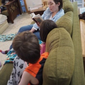 They don't seem to particularly care who reads to them, as long as they get to spend some time in a fun book.