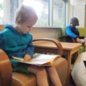 It was a cold and rainy day, so we headed down to the library and spent a while reading. Just the sort of morning I really enjoy.