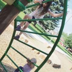 They both love climbing, and T is constantly trying to climb everything that her big sister can handle.